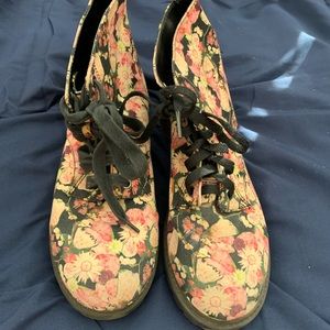 Floral Black Combat Boots